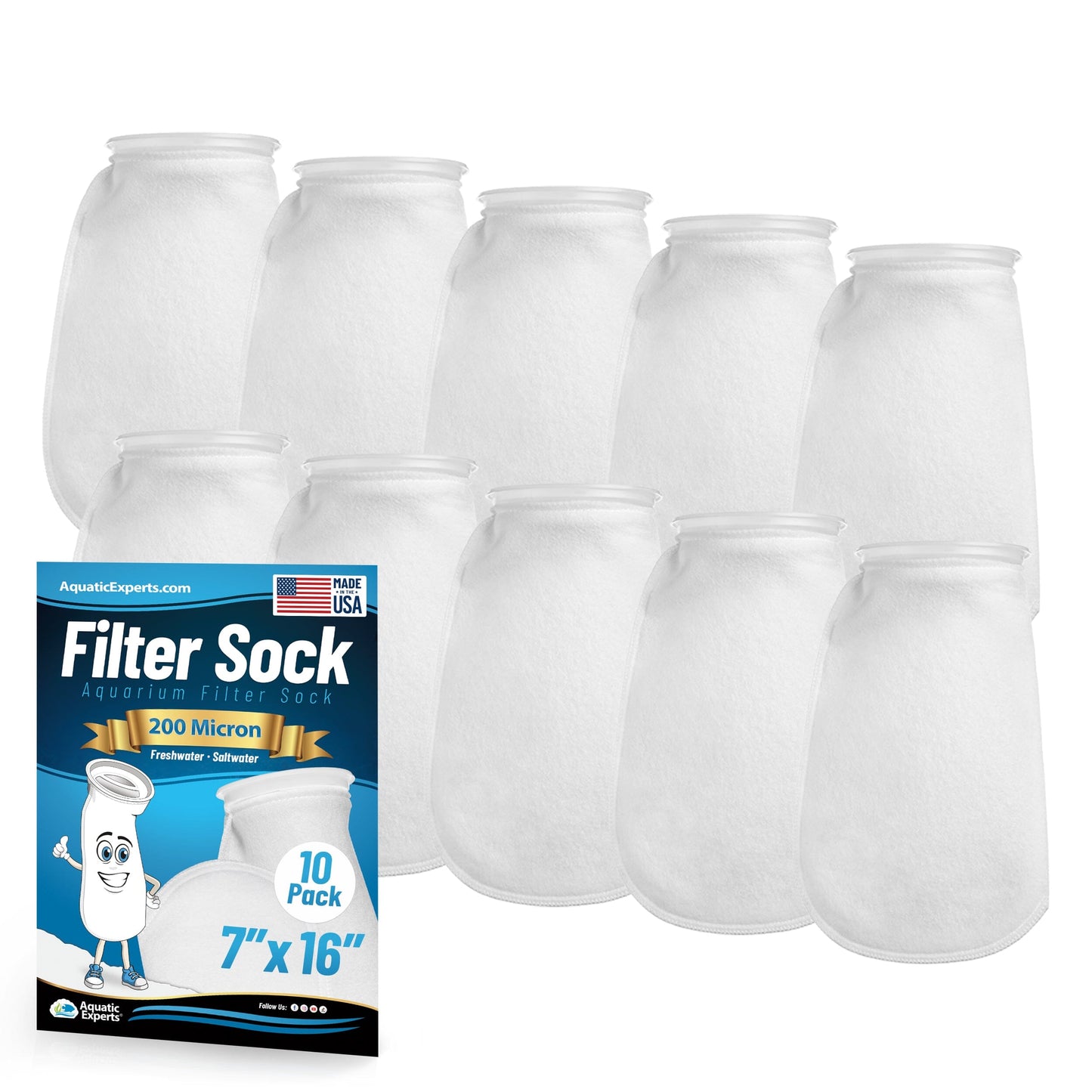 7" Aquarium Filter Sock – 200 Micron for Saltwater & Reef Tanks | Aquatic Experts