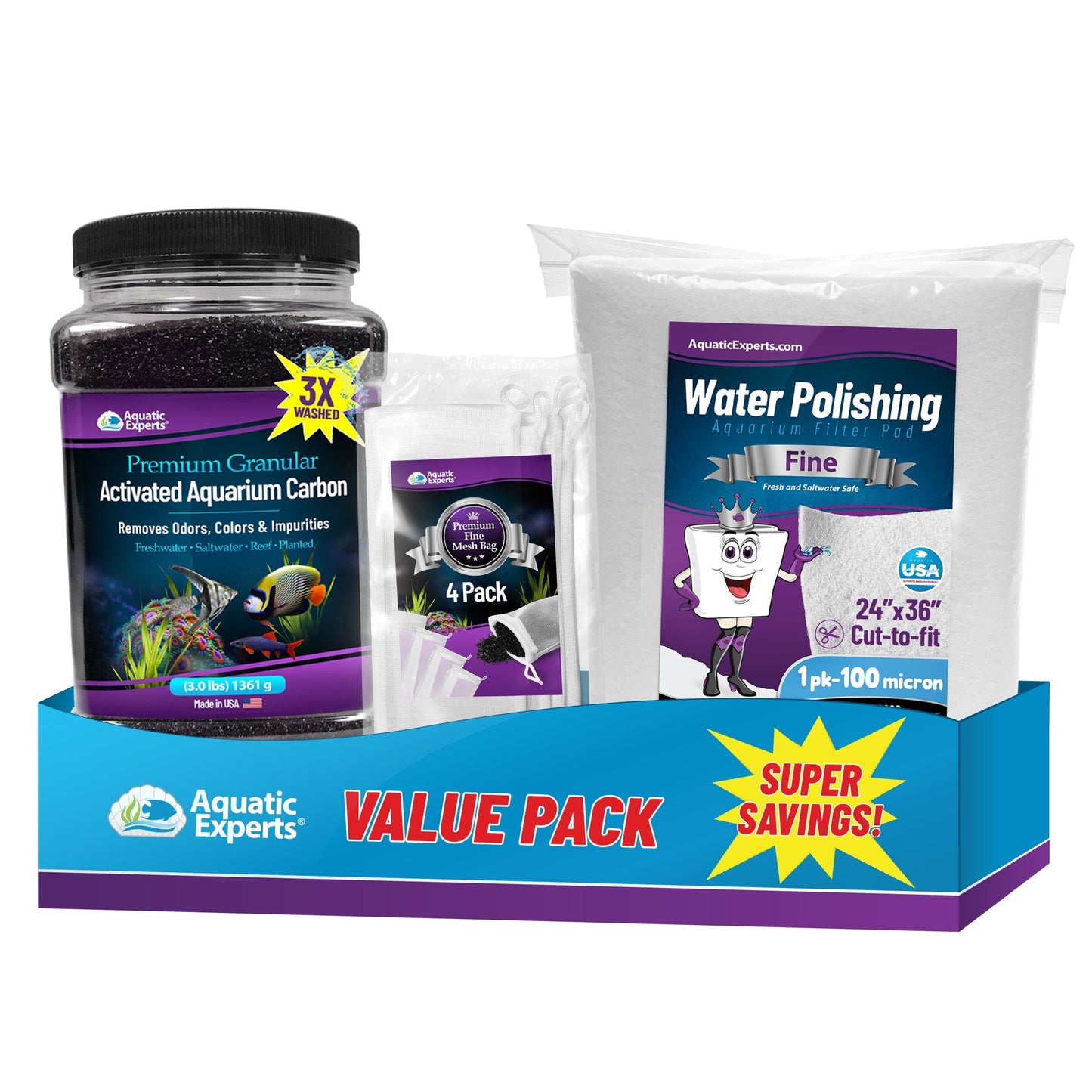 Clean Water Bundle - Activated Carbon Bags for Clear Aquarium Water | Aquatic Experts