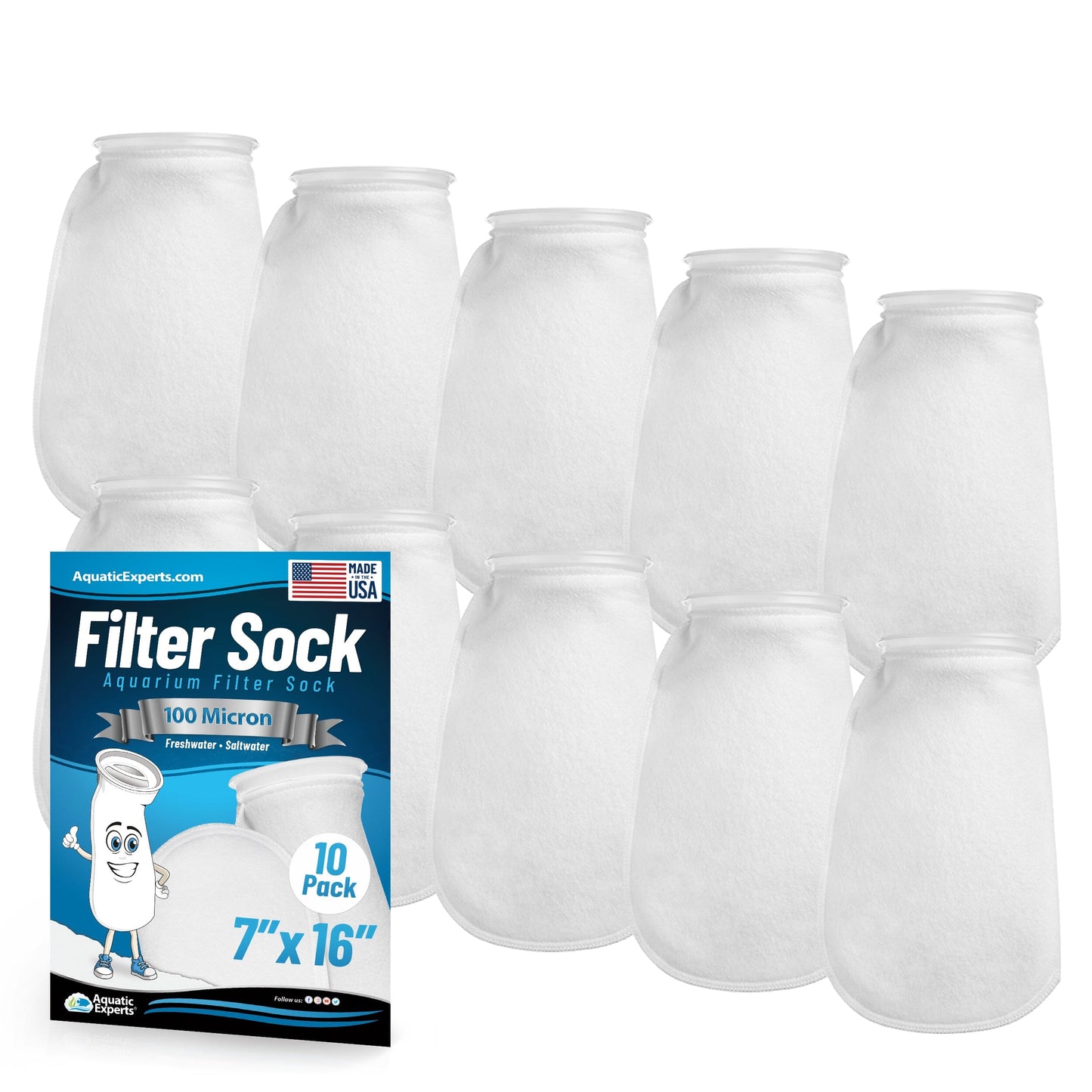 7" Ring Aquarium Filter Sock 100 Micron for Saltwater & Reef Aquariums | Aquatic Experts