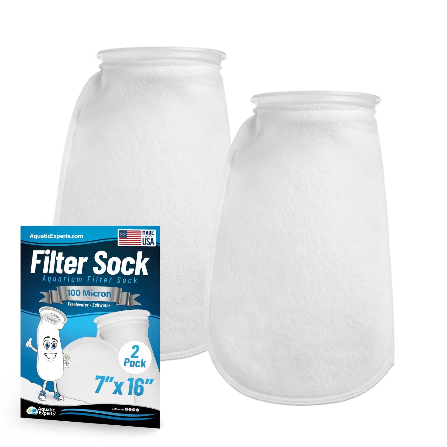 7" Ring Aquarium Filter Sock 100 Micron for Saltwater & Reef Aquariums | Aquatic Experts