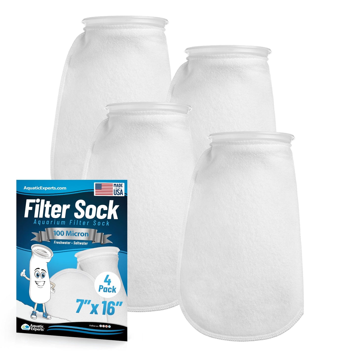 7" Ring Aquarium Filter Sock 100 Micron for Saltwater & Reef Aquariums | Aquatic Experts