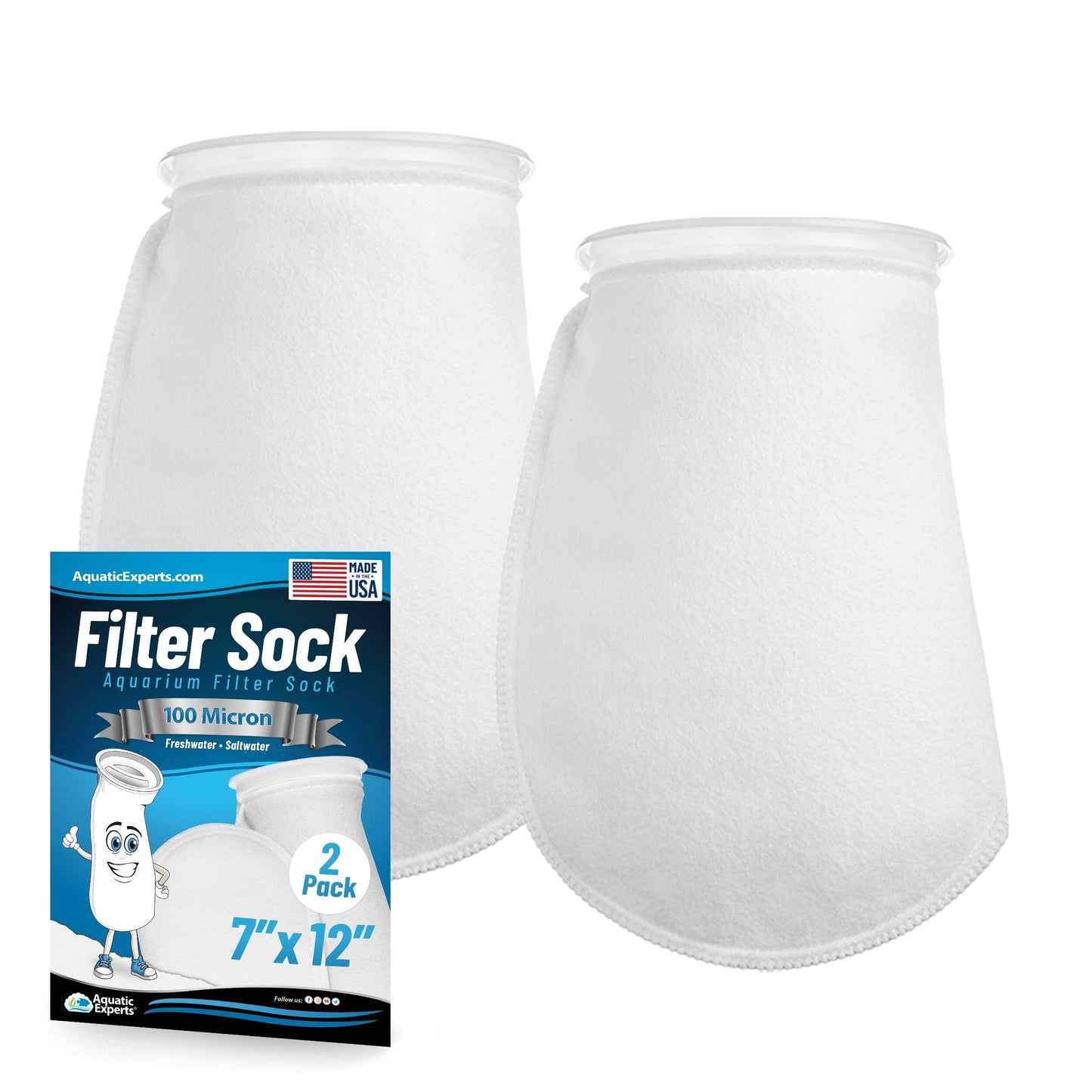 7" Ring Aquarium Filter Sock 100 Micron for Saltwater & Reef Aquariums | Aquatic Experts