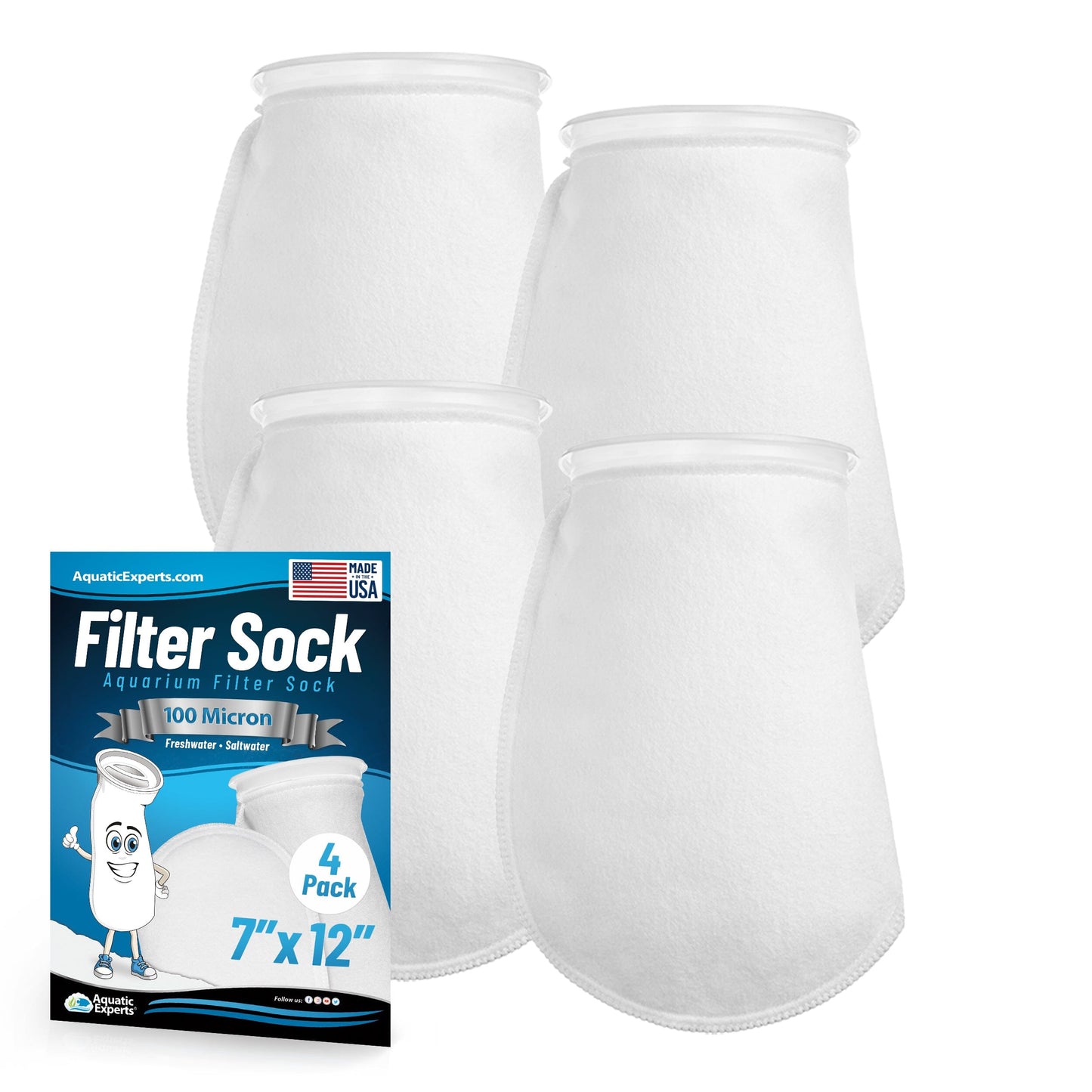 7" Ring Aquarium Filter Sock 100 Micron for Saltwater & Reef Aquariums | Aquatic Experts