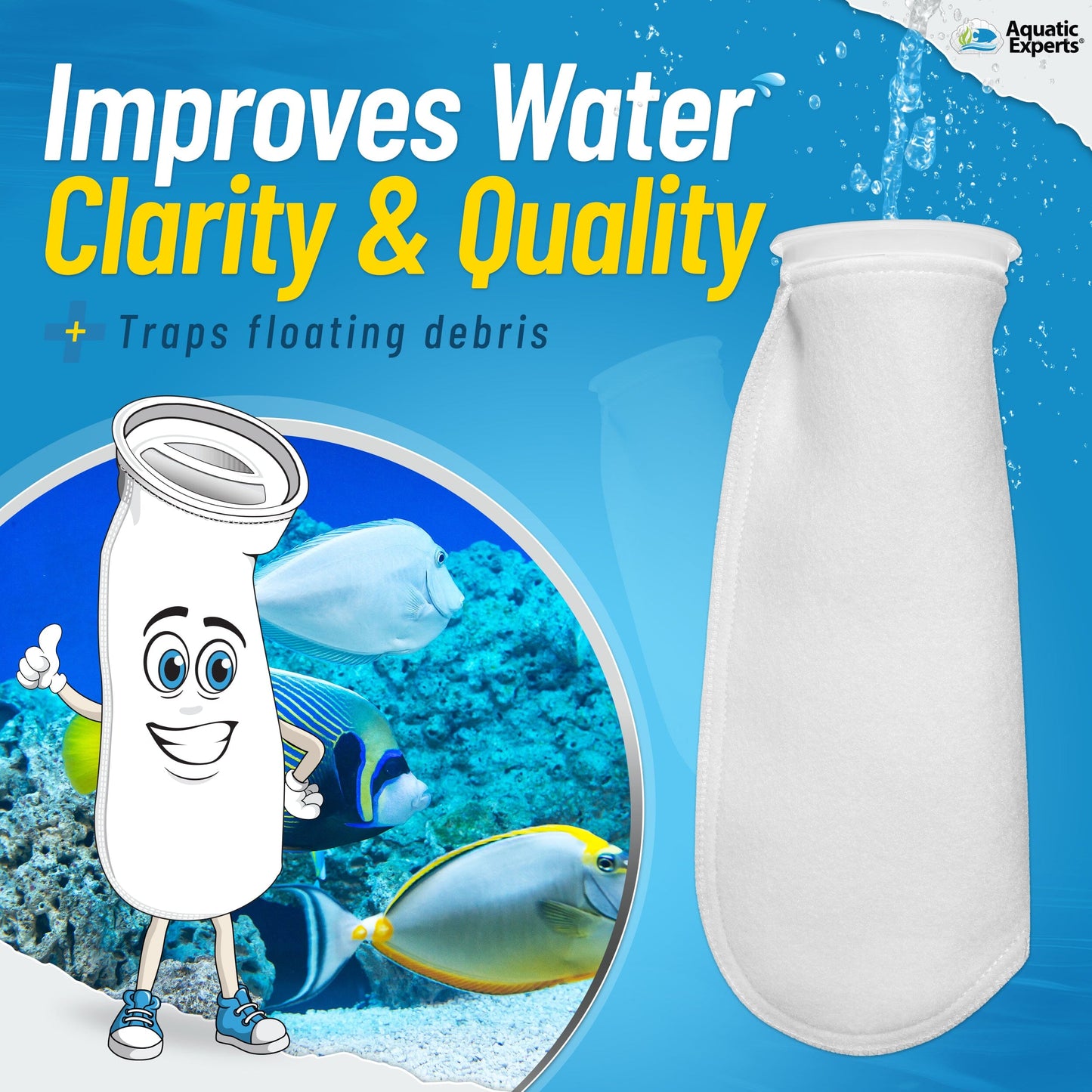 7" Aquarium Filter Sock – 200 Micron for Saltwater & Reef Tanks | Aquatic Experts
