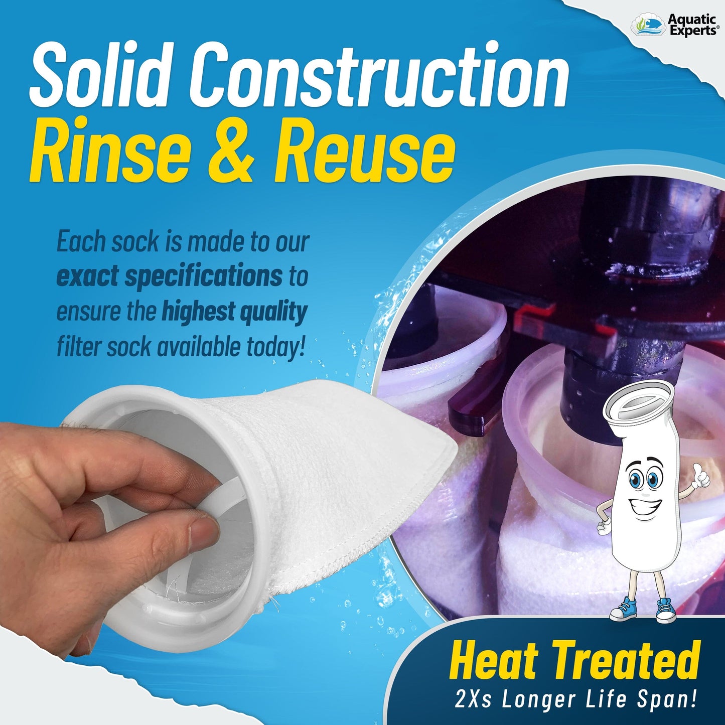 7" Ring Aquarium Filter Sock 100 Micron for Saltwater & Reef Aquariums | Aquatic Experts