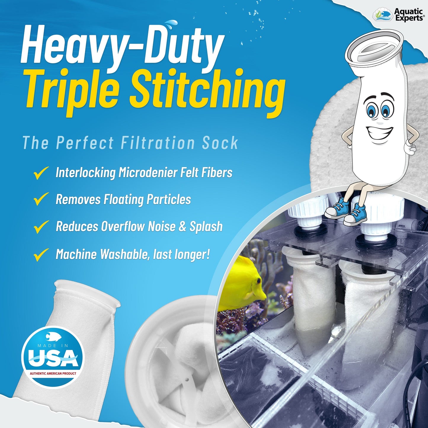 4" Ring Aquarium Filter Sock 200 Micron for Saltwater Aquariums | Aquatic Experts