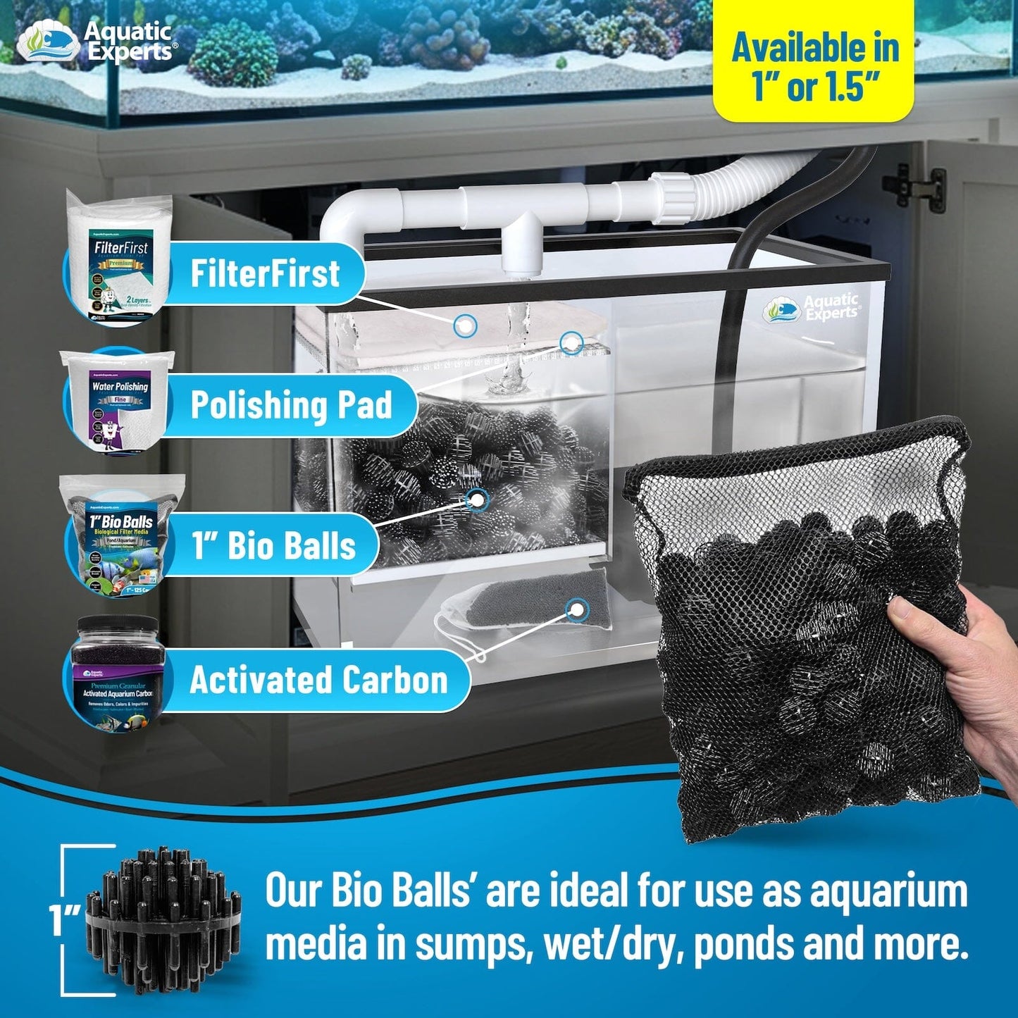1-Inch Bio Balls Filter Media for Aquarium and Pond Filters | Aquatic Experts