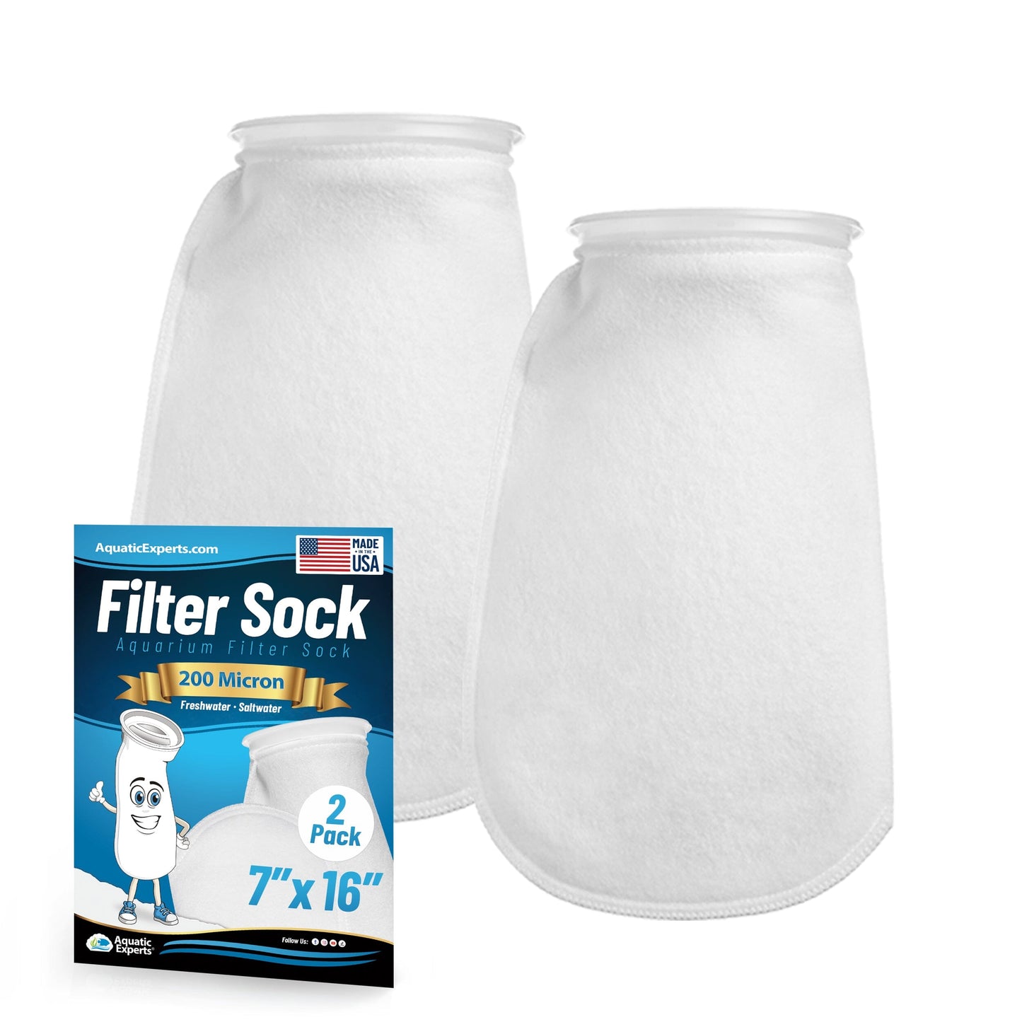 7" Aquarium Filter Sock – 200 Micron for Saltwater & Reef Tanks | Aquatic Experts