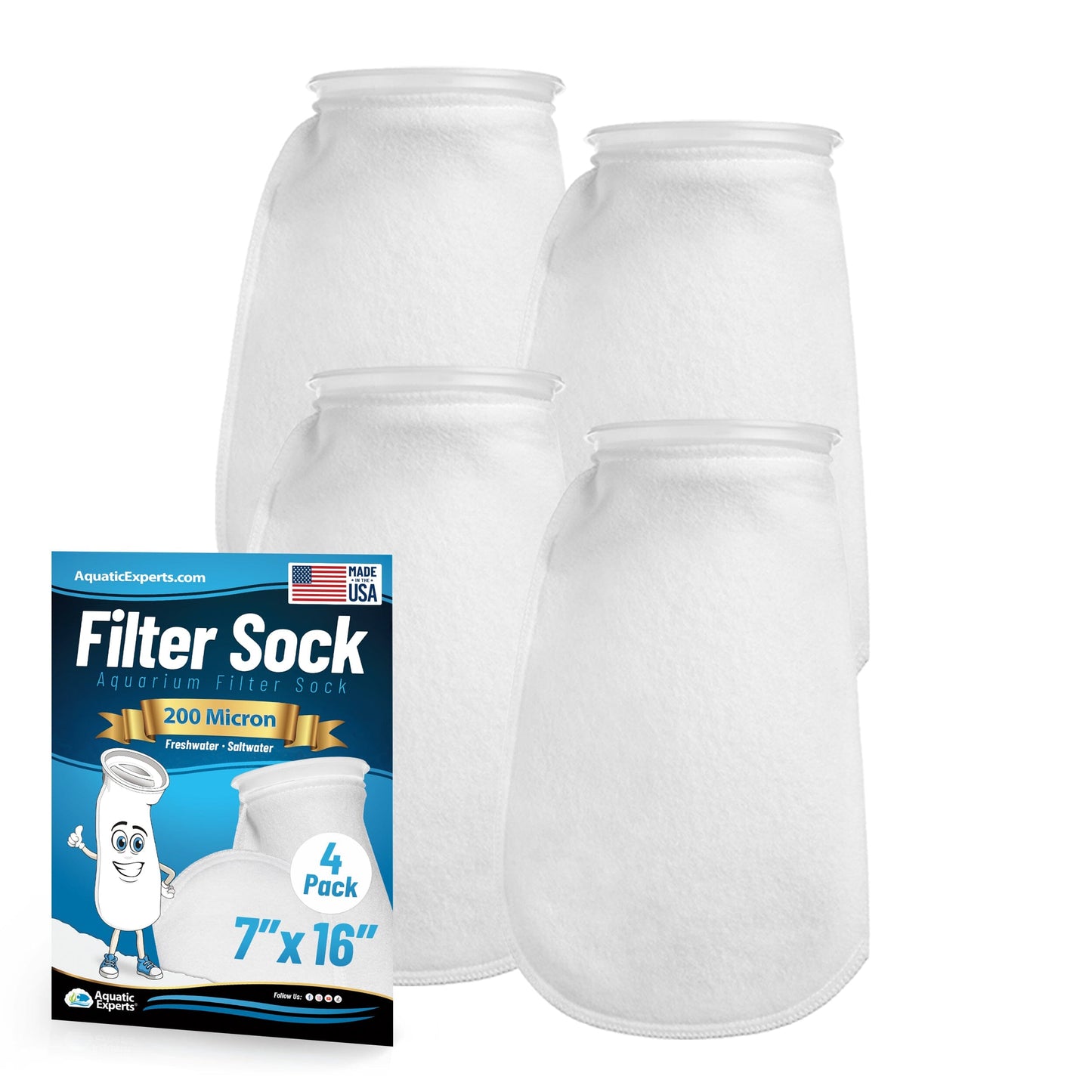 7" Aquarium Filter Sock – 200 Micron for Saltwater & Reef Tanks | Aquatic Experts