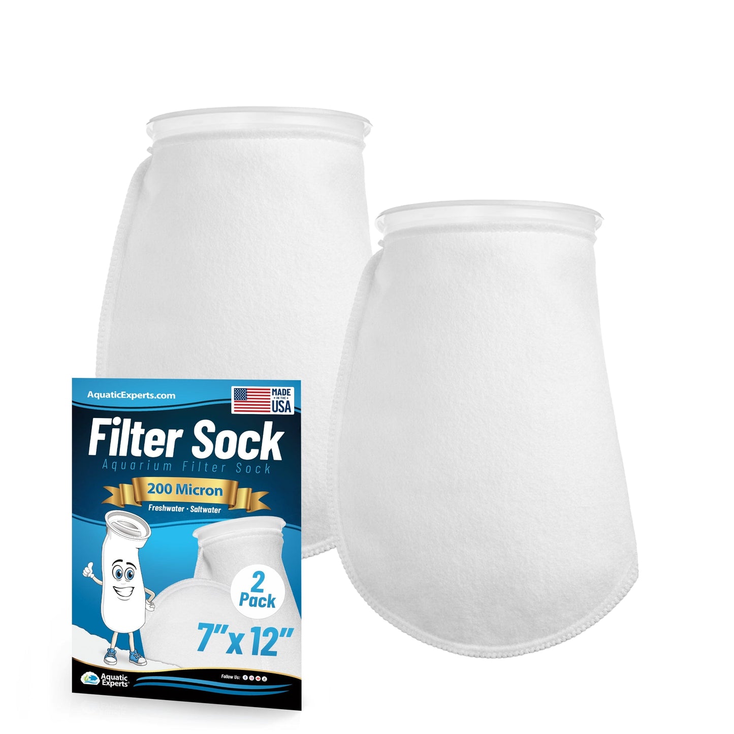 7" Aquarium Filter Sock – 200 Micron for Saltwater & Reef Tanks | Aquatic Experts