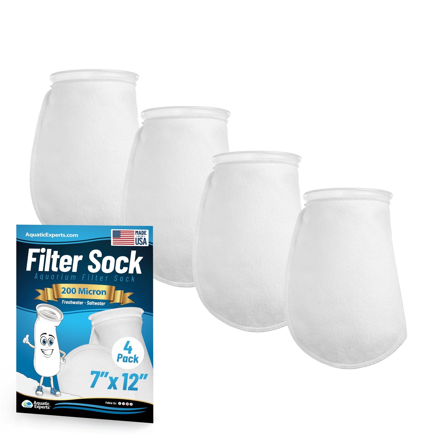 7" Aquarium Filter Sock – 200 Micron for Saltwater & Reef Tanks | Aquatic Experts