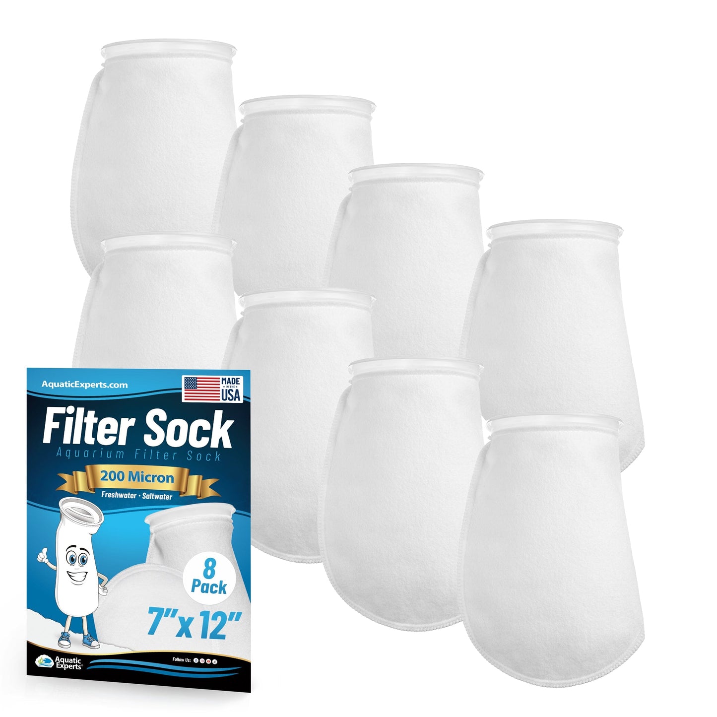 7" Aquarium Filter Sock – 200 Micron for Saltwater & Reef Tanks | Aquatic Experts