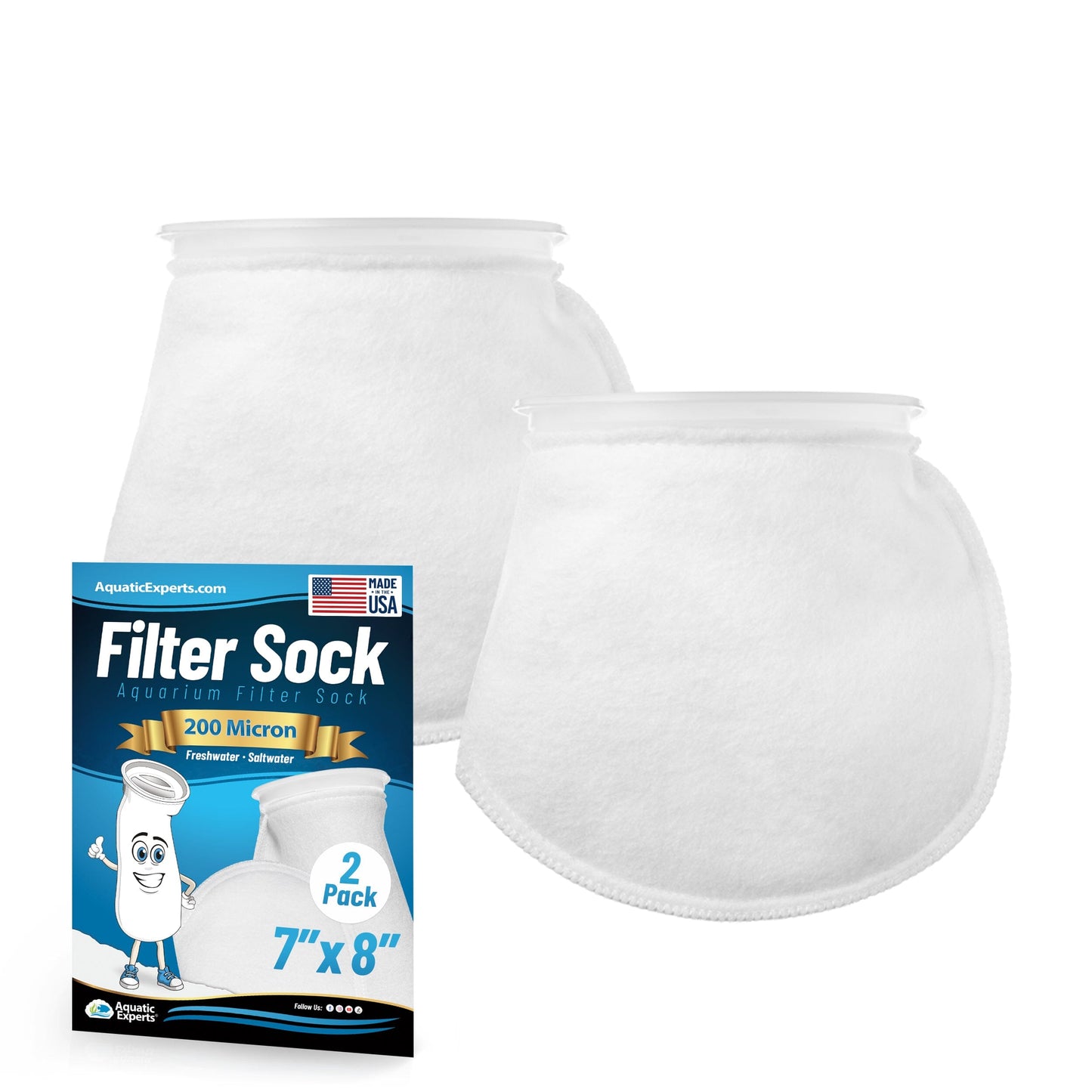 7" Aquarium Filter Sock – 200 Micron for Saltwater & Reef Tanks | Aquatic Experts