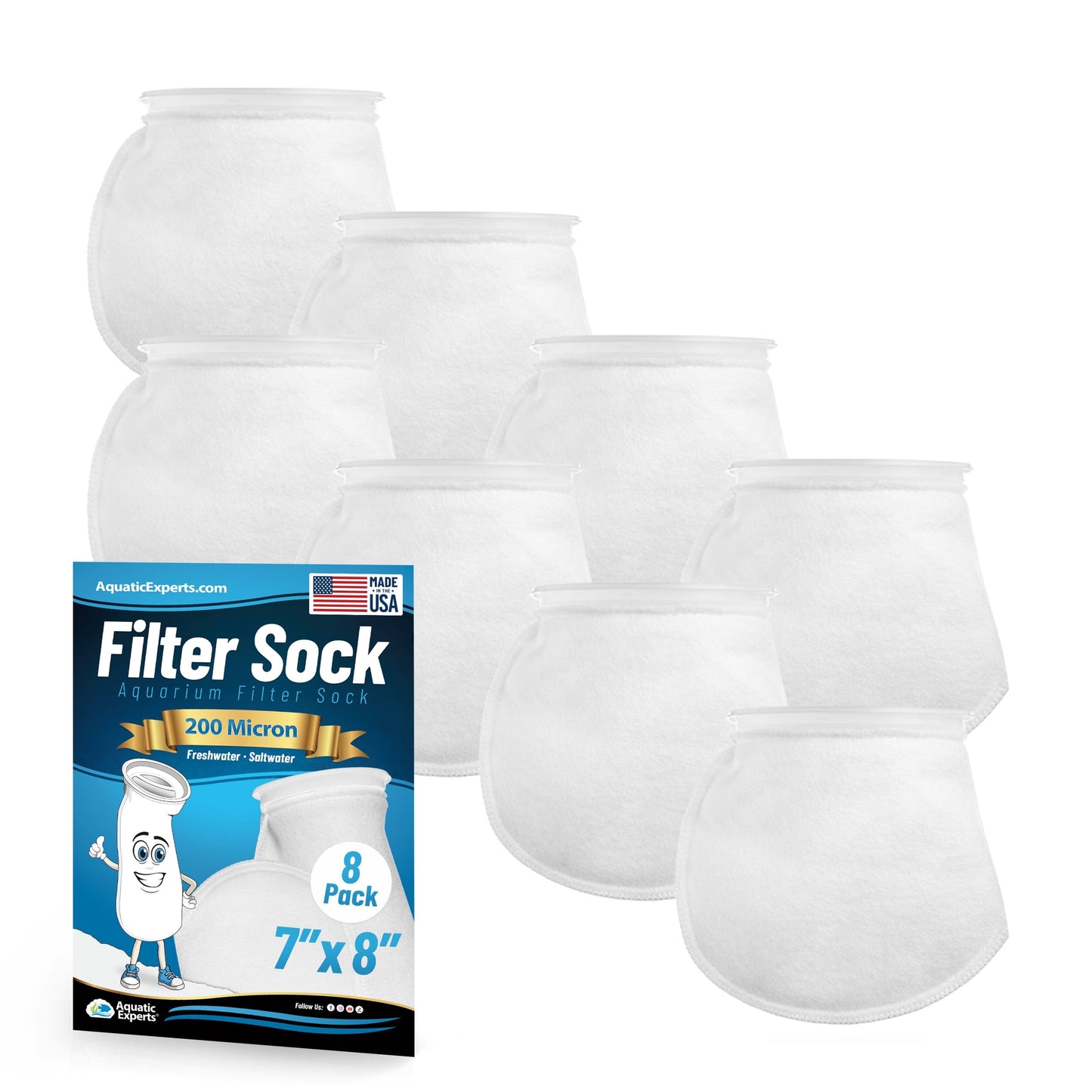 7" Aquarium Filter Sock – 200 Micron for Saltwater & Reef Tanks | Aquatic Experts