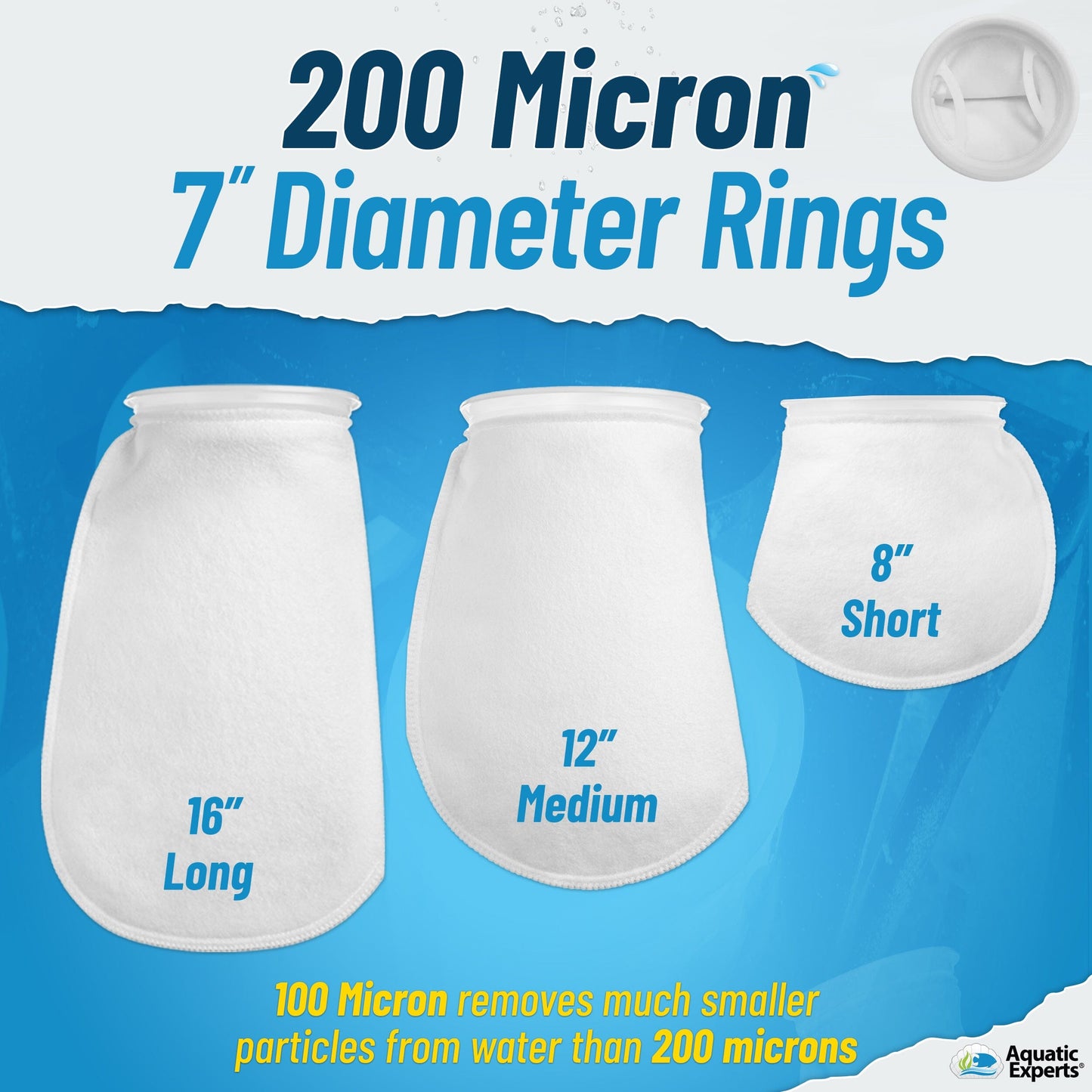 7" Aquarium Filter Sock – 200 Micron for Saltwater & Reef Tanks | Aquatic Experts