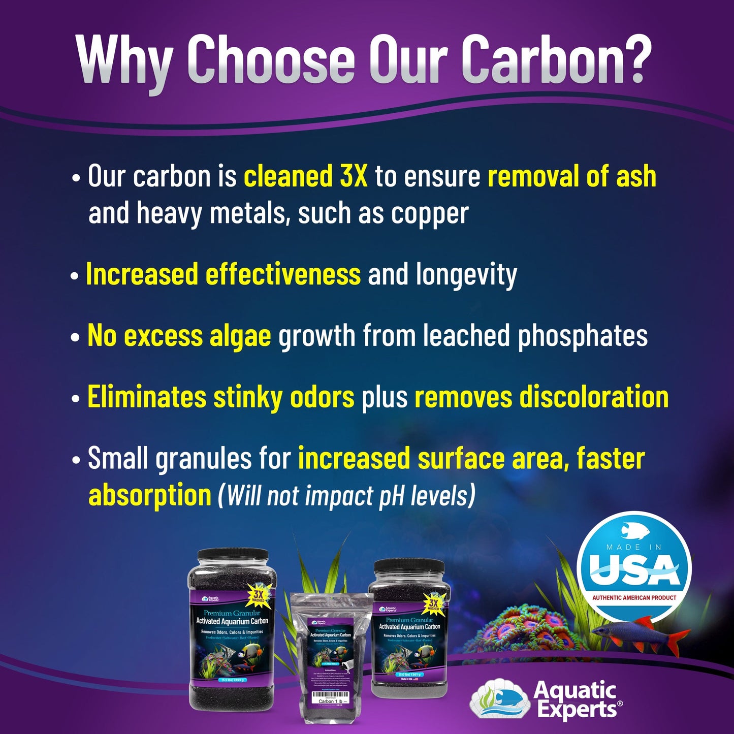 Activated Carbon - Aquarium Filter Charcoal Media for Odor Removal | Aquatic Experts