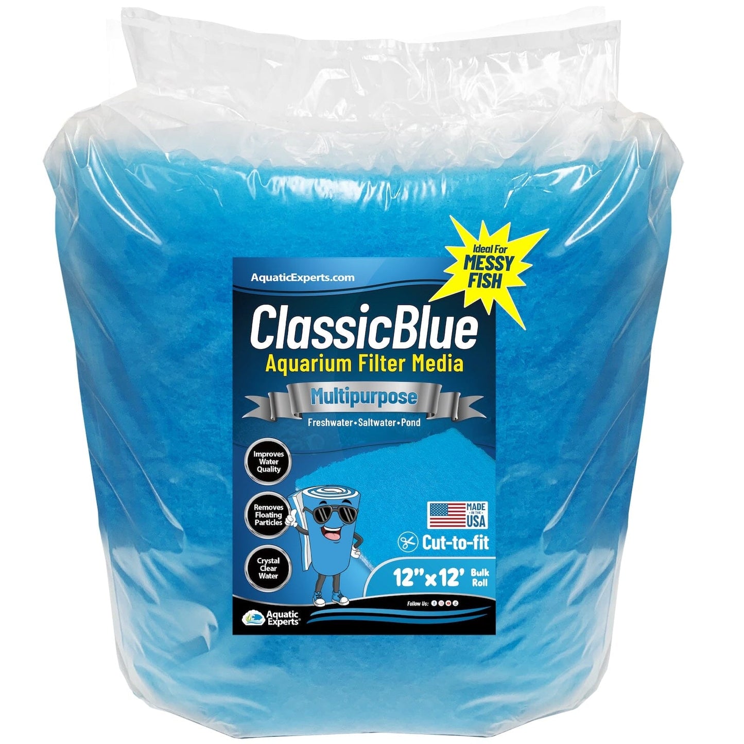 ClassicBlue Aquarium Filter Pad Roll Blue White Bonded Cut to Fit Bulk | Aquatic Experts
