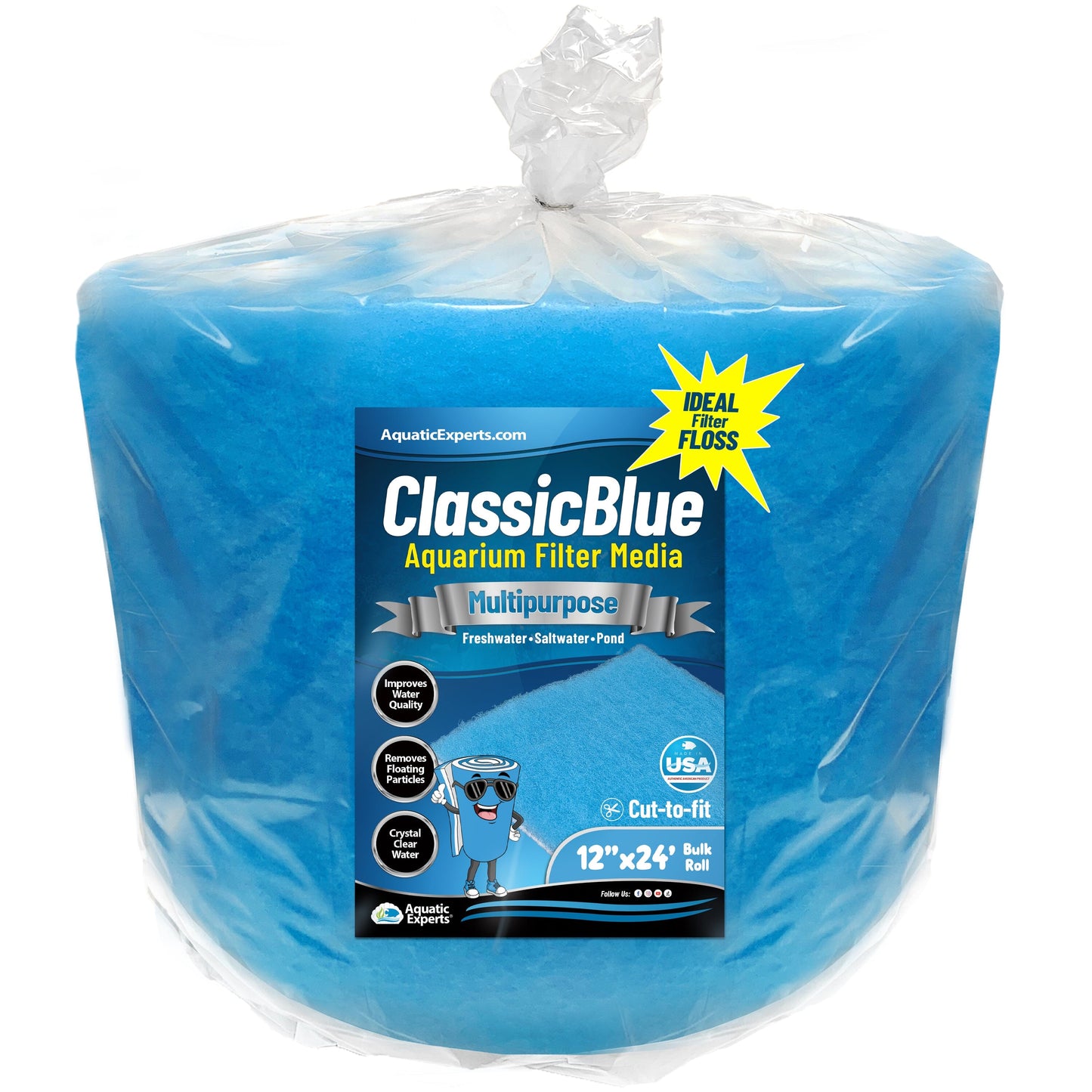 ClassicBlue Aquarium Filter Pad Roll Blue White Bonded Cut to Fit Bulk | Aquatic Experts