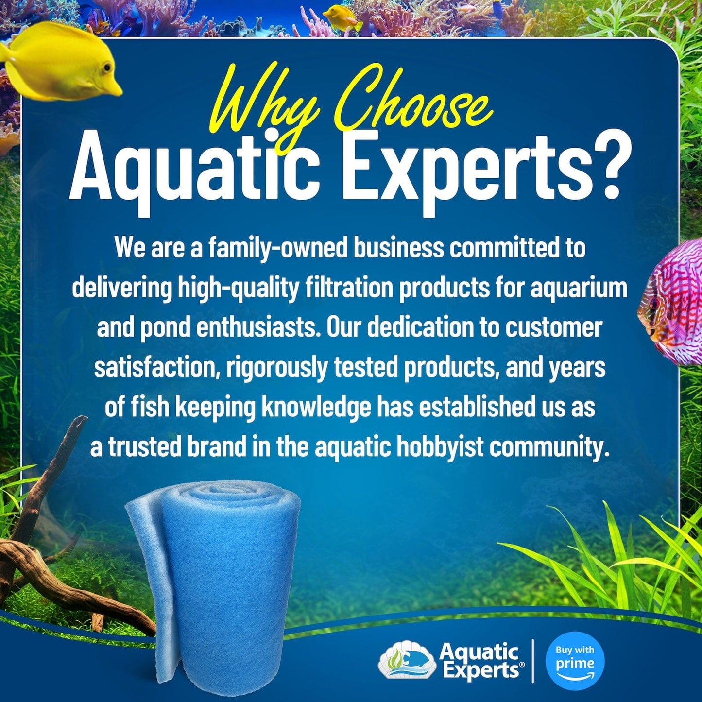 ClassicBlue Aquarium Filter Pad Roll Blue White Bonded Cut to Fit Bulk | Aquatic Experts