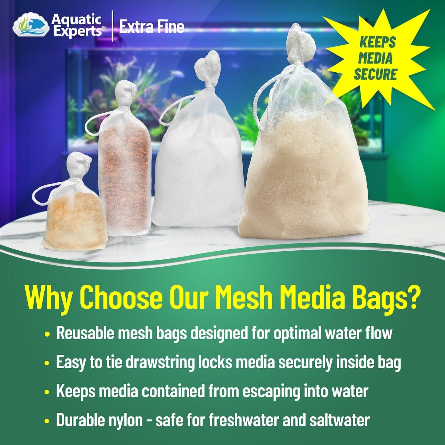 Aquarium Filter Bag – Extra Fine Mesh with Drawstring | Aquatic Experts