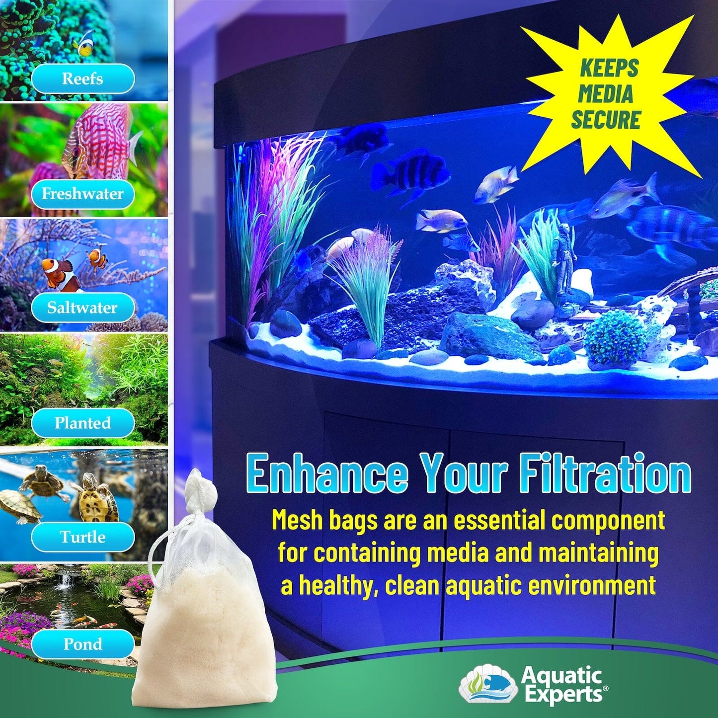 Aquarium Filter Bag – Extra Fine Mesh with Drawstring | Aquatic Experts