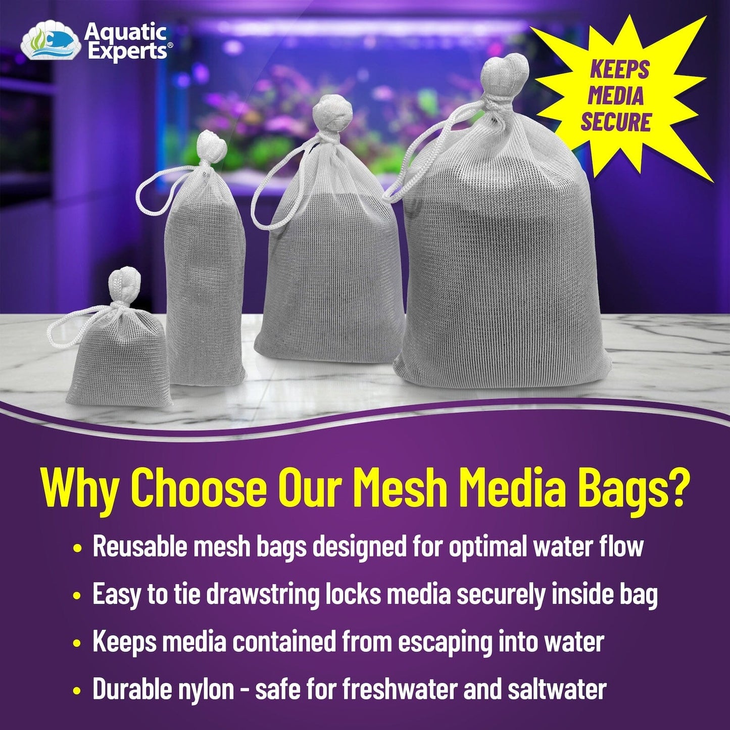 Aquarium Filter Bag – Fine Mesh with Drawstring | Aquatic Experts