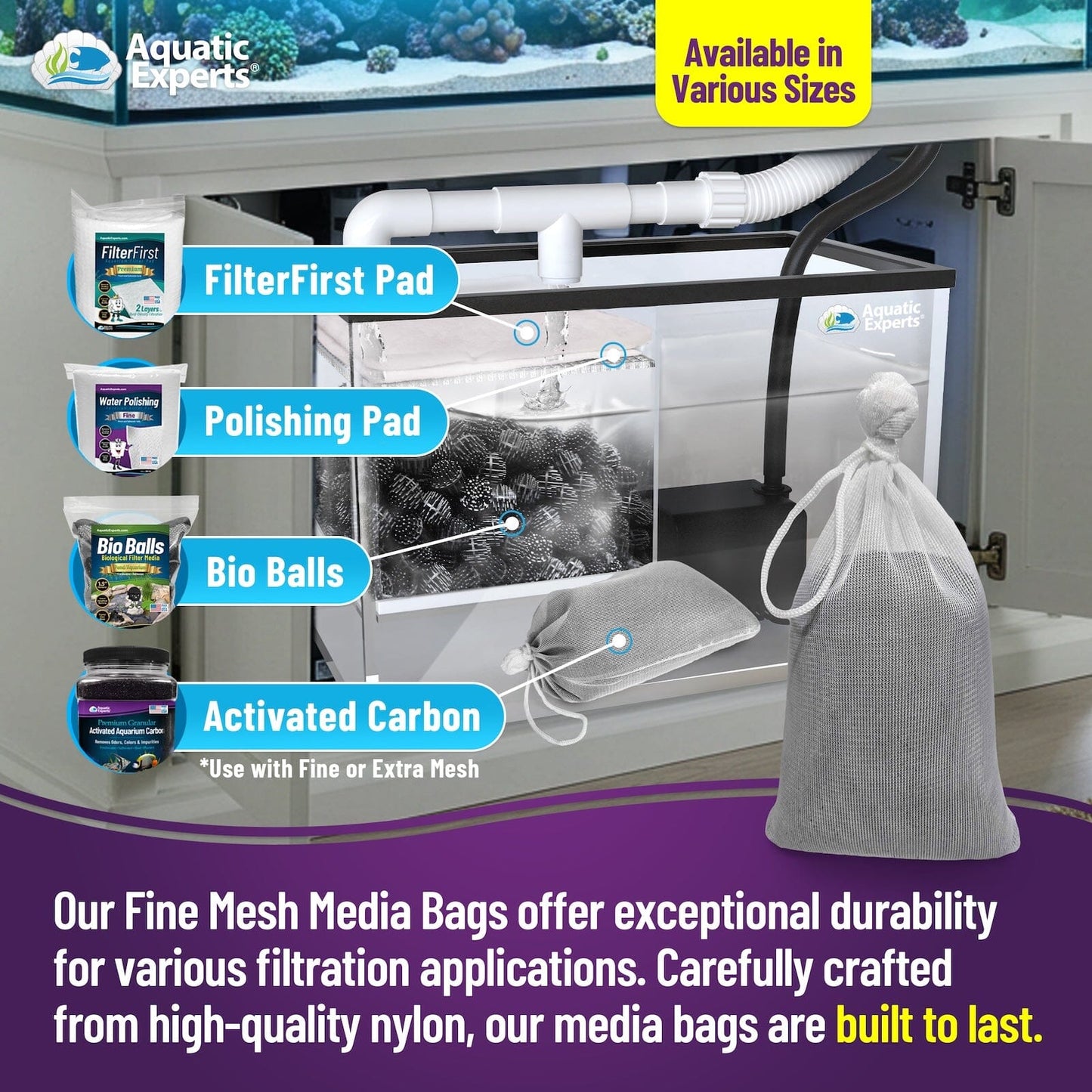 Aquarium Filter Bag – Fine Mesh with Drawstring | Aquatic Experts
