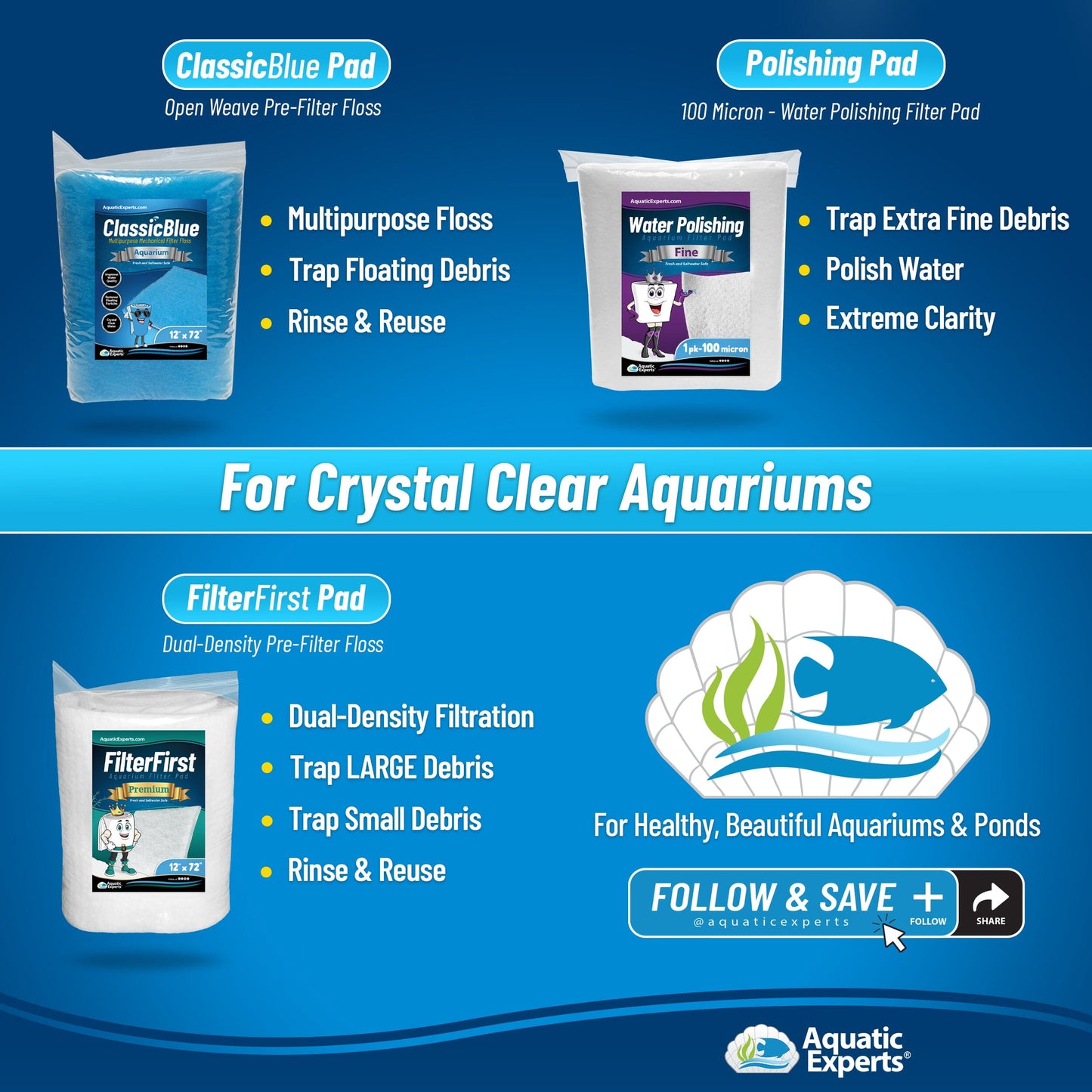 Aquarium Clarity Pro Bundle – Cloudy Water & Debris Removal with Filter Pads | Aquatic Experts